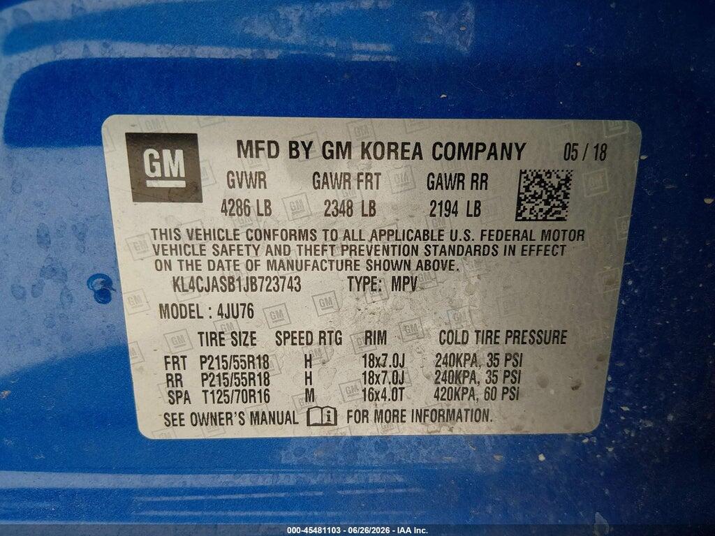 KL4CJASB1JB723743 2018 BUICK ENCORE photo no. 9