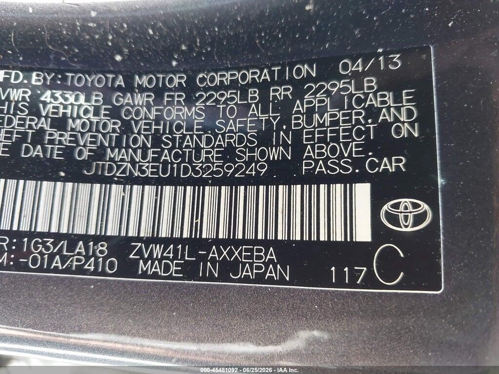 JTDZN3EU1D3259249 2013 TOYOTA PRIUS V photo no. 9