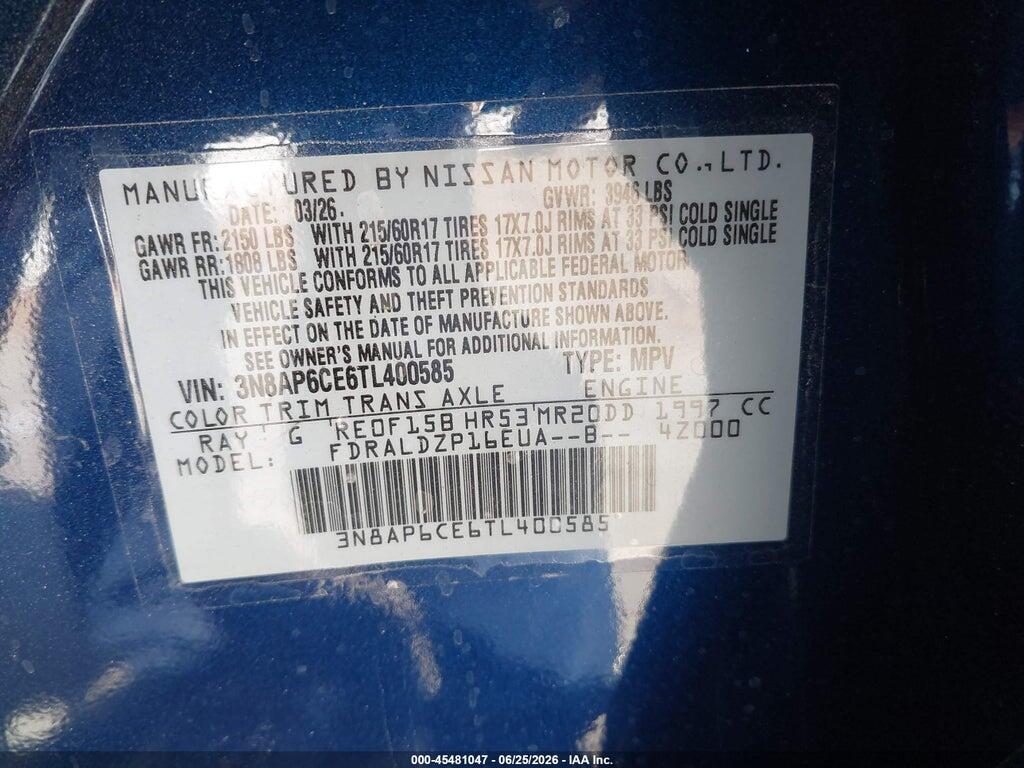 3N8AP6CE6TL400585 2026 NISSAN KICKS photo no. 9