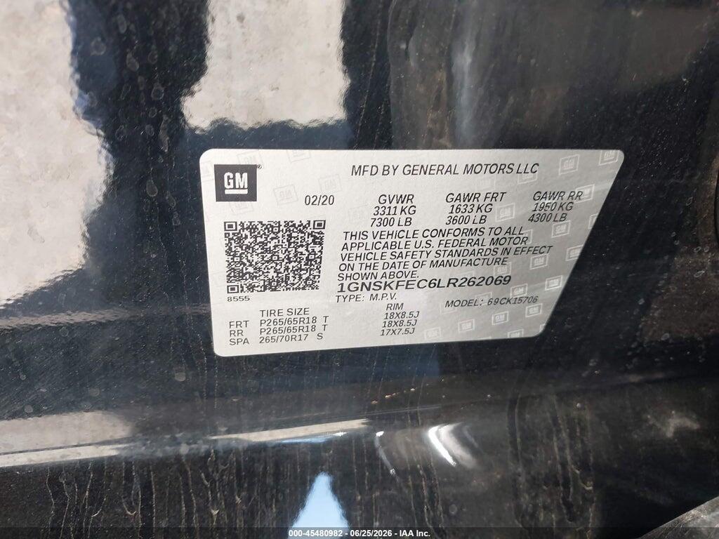 1GNSKFEC6LR262069 2020 CHEVROLET TAHOE photo no. 9