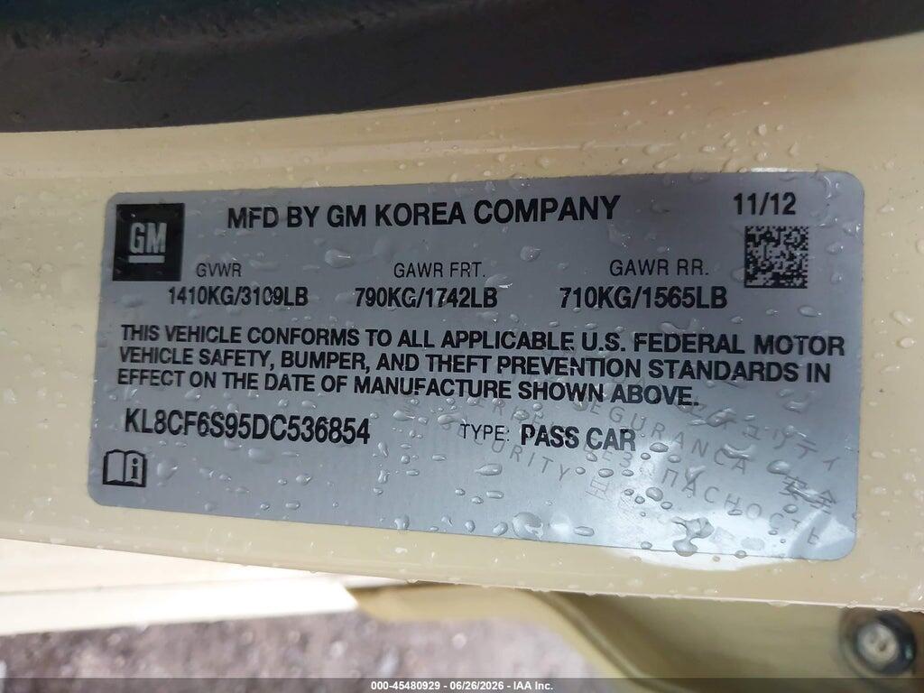 KL8CF6S95DC536854 2013 CHEVROLET SPARK photo no. 9