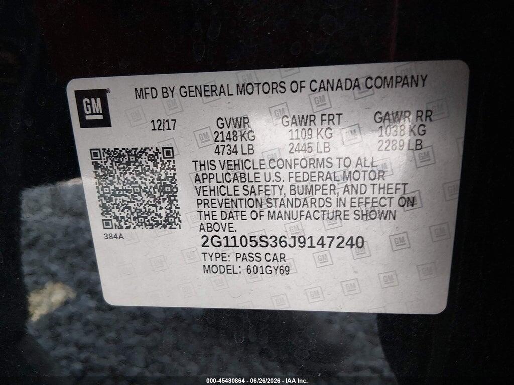 2G1105S36J9147240 2018 CHEVROLET IMPALA photo no. 9