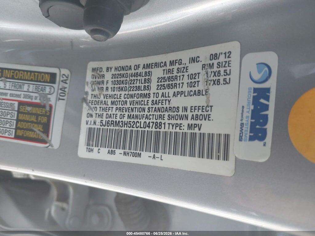 5J6RM3H52CL047881 2012 HONDA CR-V photo no. 9