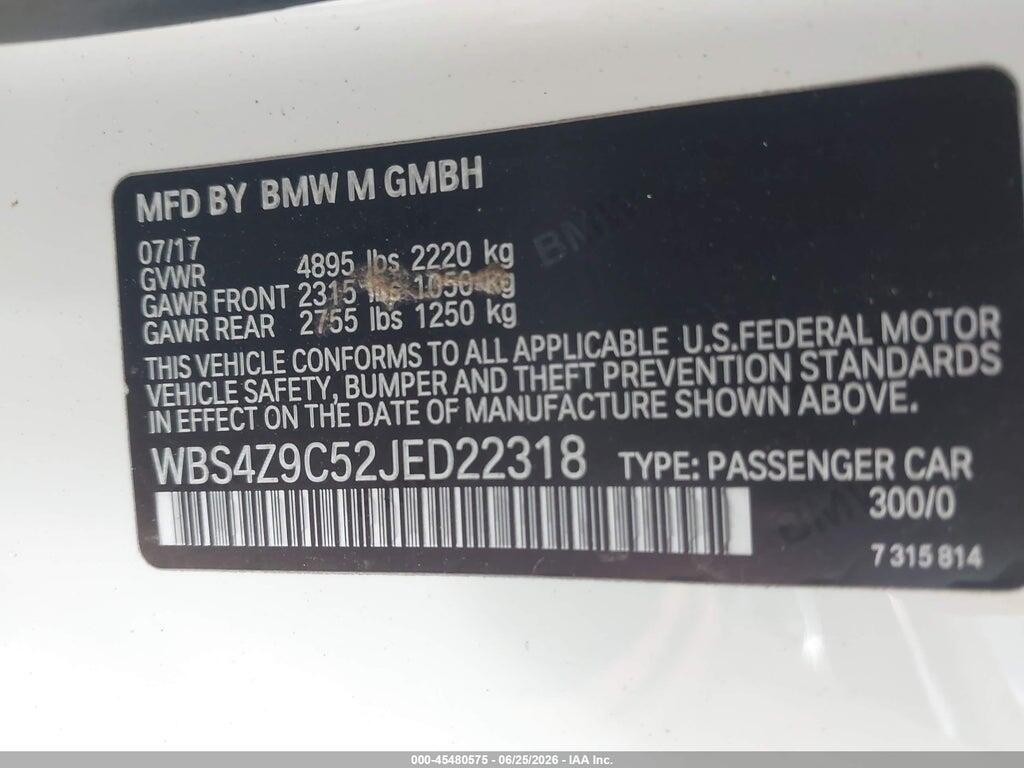 WBS4Z9C52JED22318 2018 BMW M4 photo no. 9