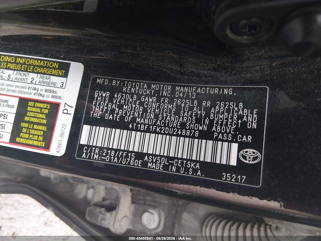 4T1BF1FK2DU248878 2013 TOYOTA CAMRY photo no. 9