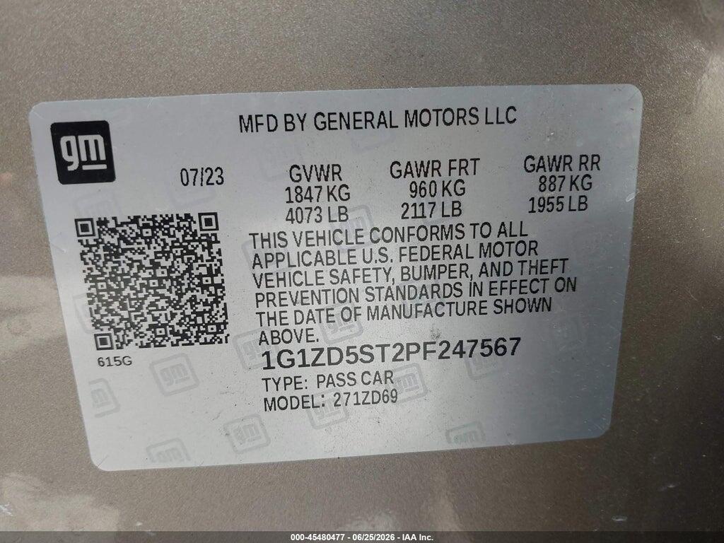 1G1ZD5ST2PF247567 2023 CHEVROLET MALIBU photo no. 9
