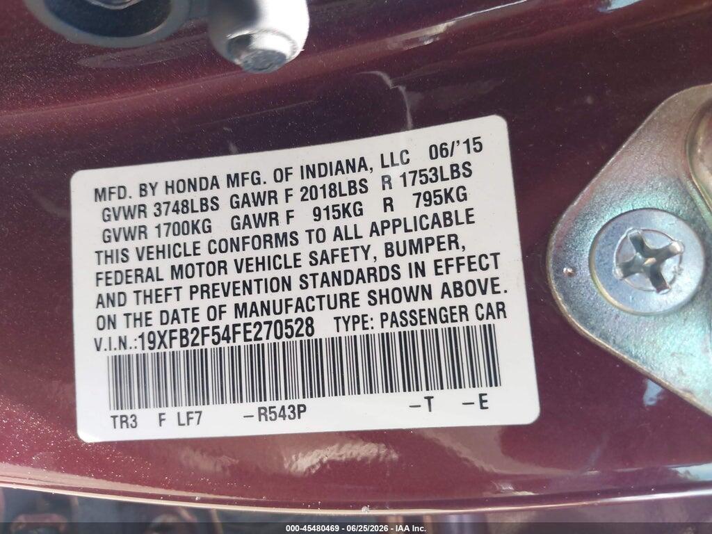 19XFB2F54FE270528 2015 HONDA CIVIC photo no. 9