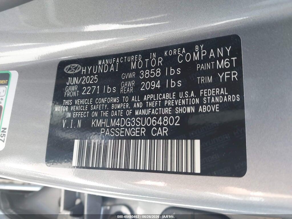 KMHLM4DG3SU064802 2025 HYUNDAI ELANTRA photo no. 9