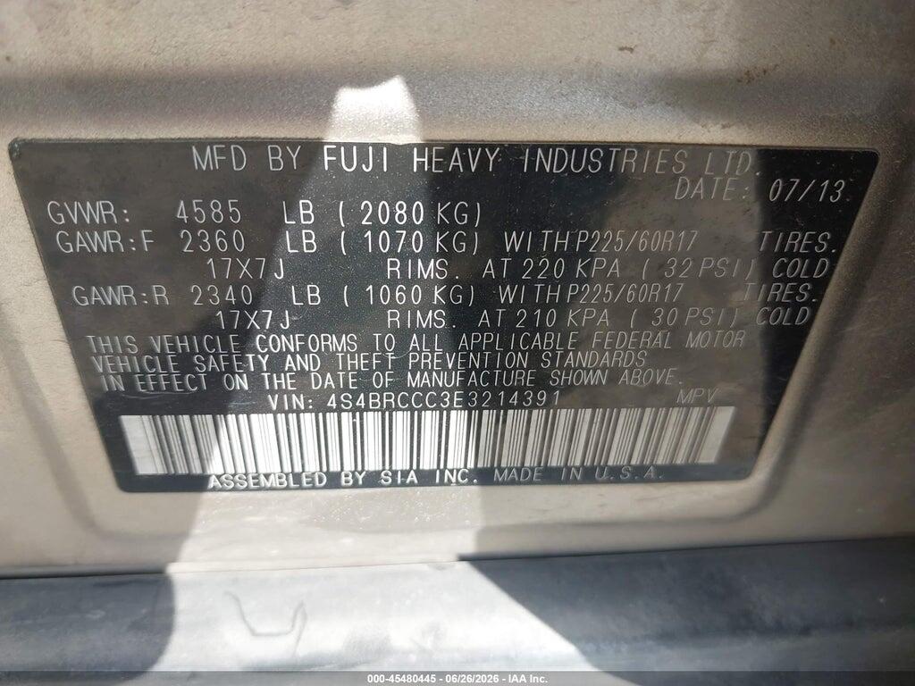 4S4BRCCC3E3214391 2014 SUBARU OUTBACK photo no. 9