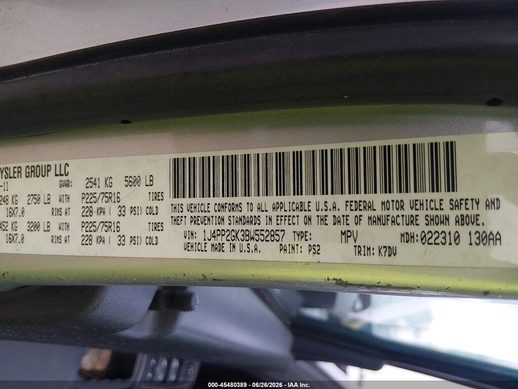 1J4PP2GK3BW552857 2011 JEEP LIBERTY photo no. 9