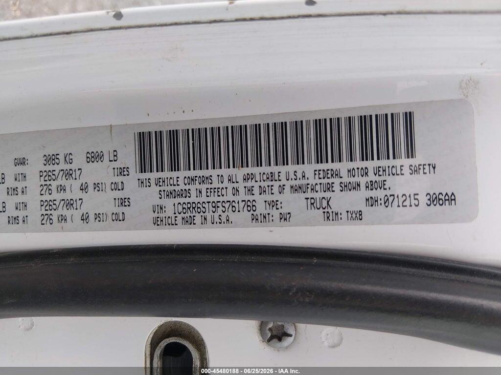 1C6RR6ST9FS761766 2015 RAM 1500 photo no. 9