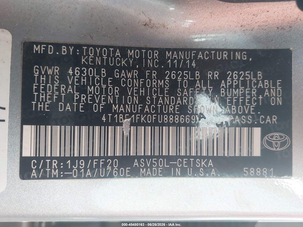 4T1BF1FK0FU888669 2015 TOYOTA CAMRY photo no. 9