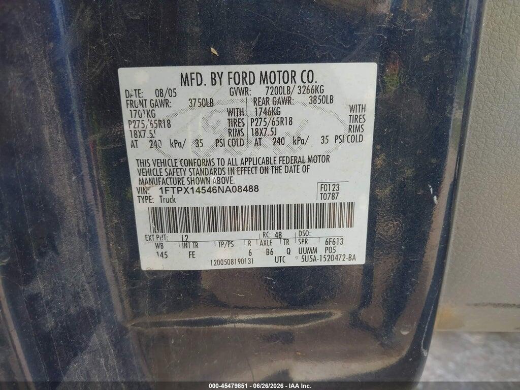 1FTPX14546NA08488 2006 FORD F-150 photo no. 9