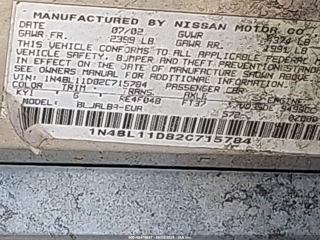 1N4BL11D82C715784 2002 NISSAN ALTIMA photo no. 9