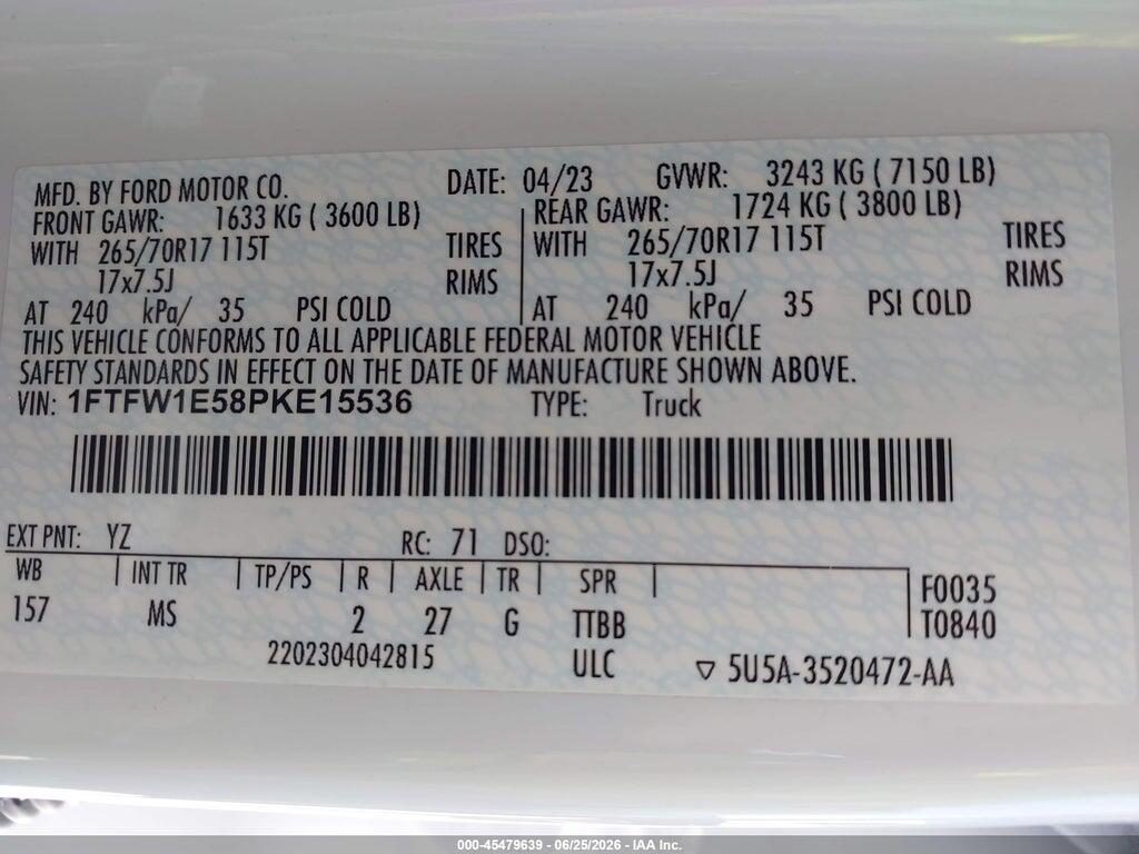 1FTFW1E58PKE15536 2023 FORD F-150 photo no. 9