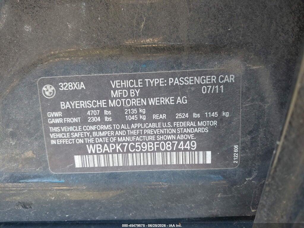 WBAPK7C59BF087449 2011 BMW 328I photo no. 9