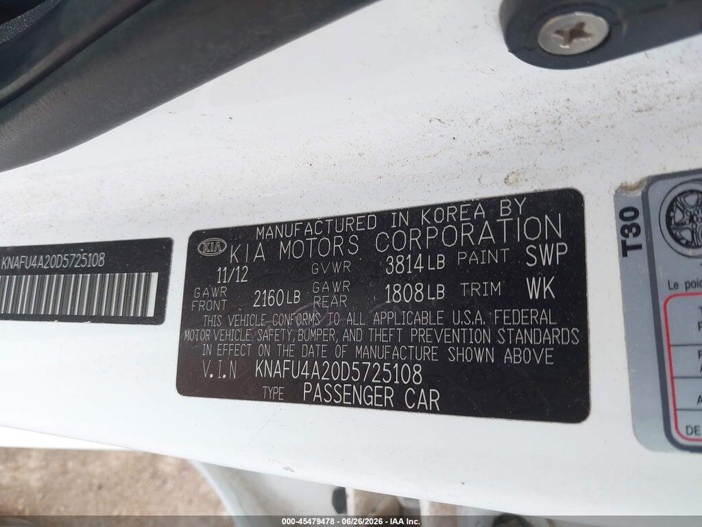 KNAFU4A20D5725108 2013 KIA FORTE photo no. 9