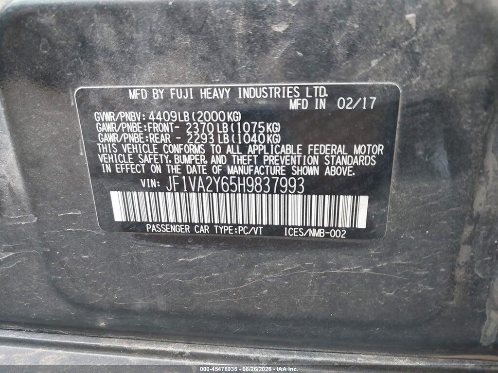 0JF1VA2Y65H987993 2017 SUBARU WRX photo no. 9