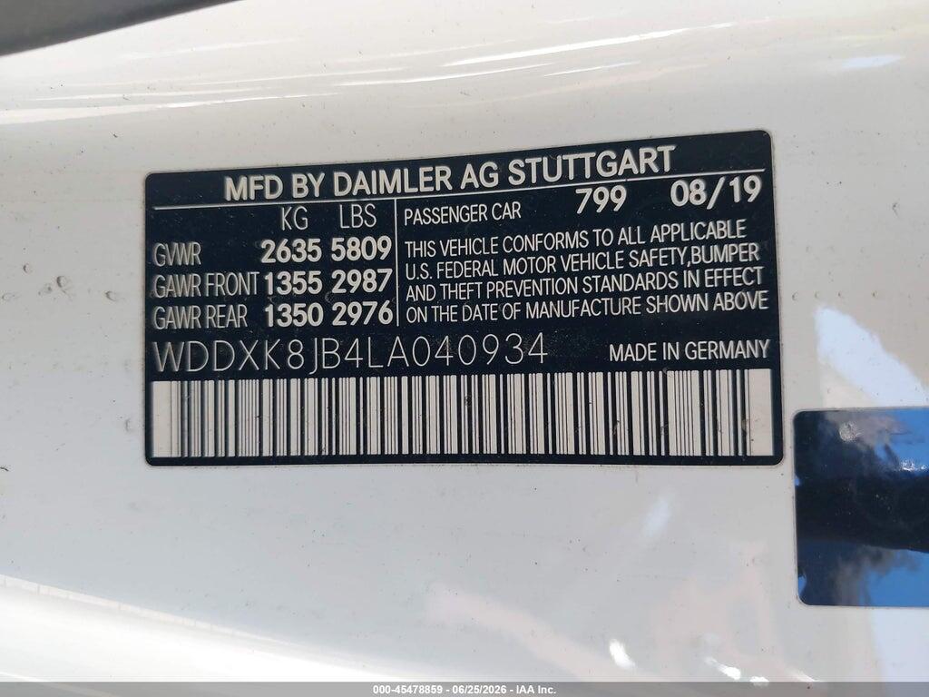 WDDXK8JB4LA040934 2020 MERCEDES-BENZ AMG S 63 photo no. 9