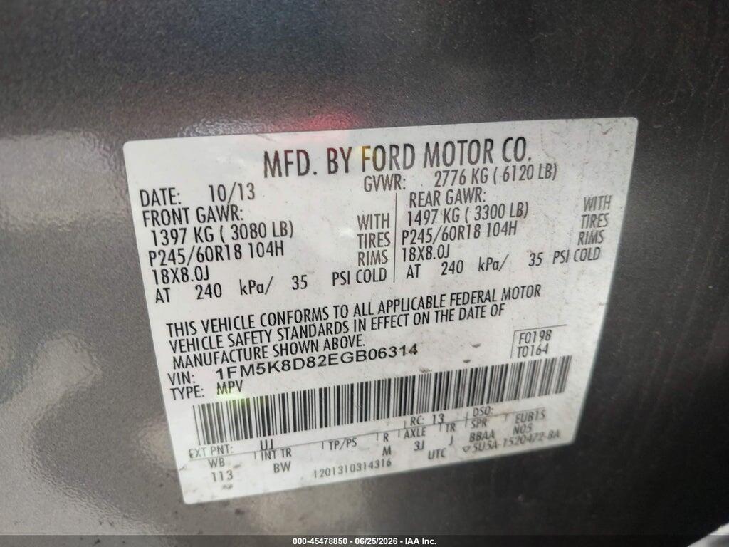 1FM5K8D82EGB06314 2014 FORD EXPLORER photo no. 9