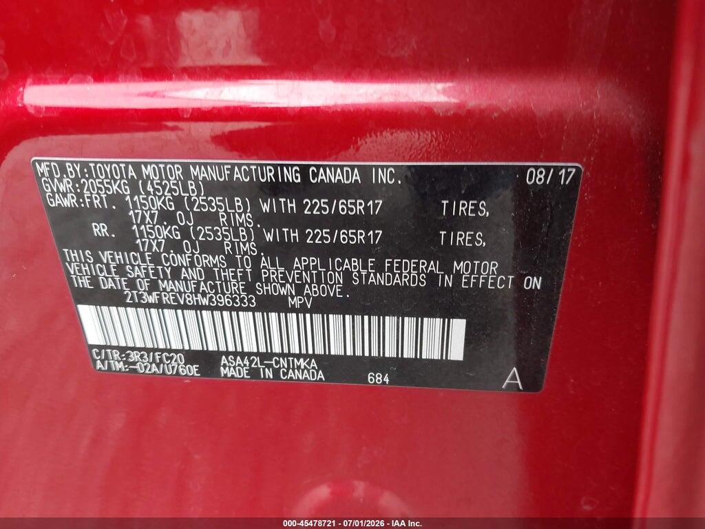 2T3WFREV8HW396333 2017 TOYOTA RAV4 photo no. 9