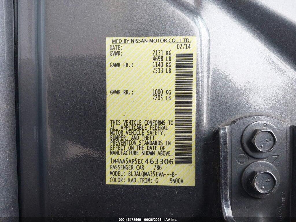 1N4AA5AP5EC463306 2014 NISSAN MAXIMA photo no. 9