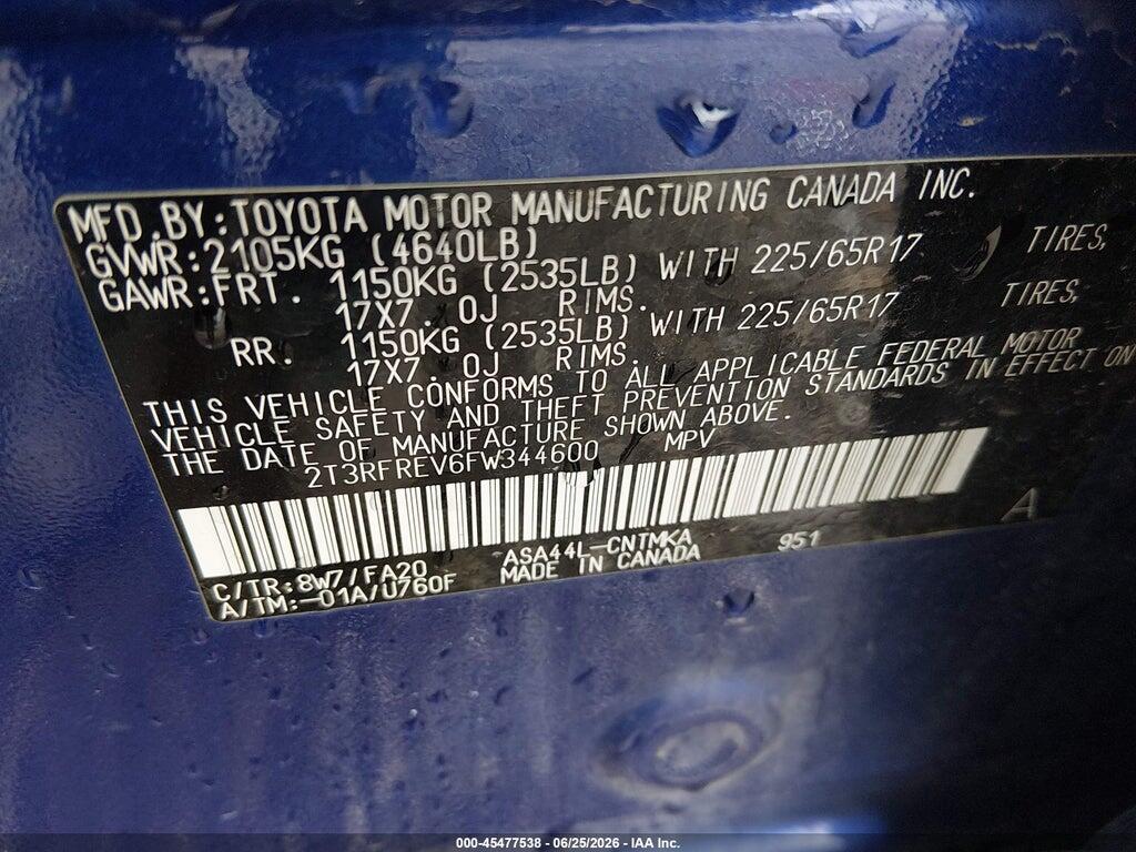 2T3RFREV6FW344600 2015 TOYOTA RAV4 photo no. 9