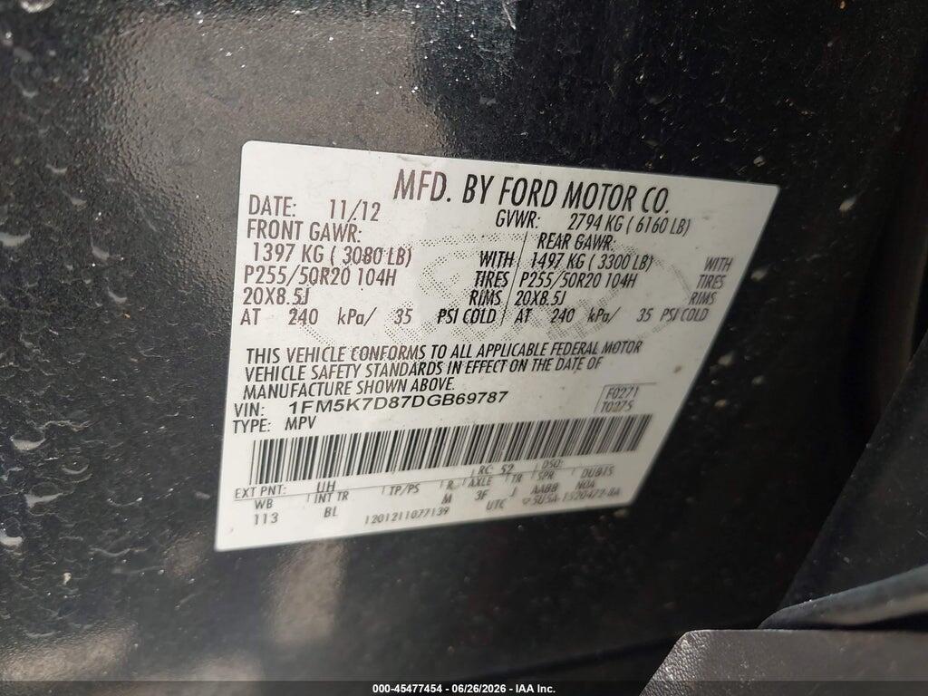 1FM5K7D87DGB69787 2013 FORD EXPLORER photo no. 9