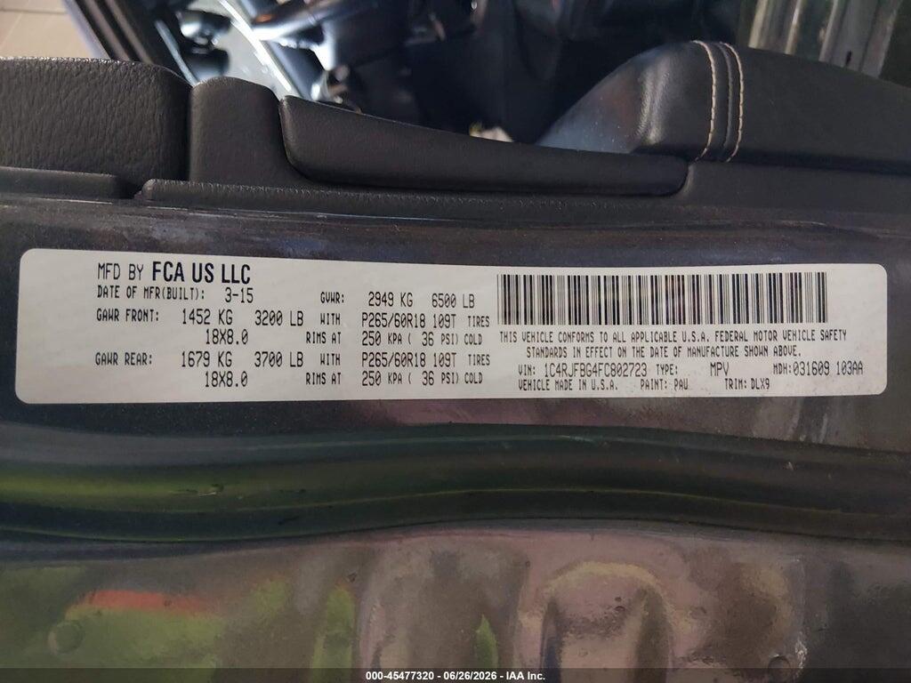 1C4RJFBG4FC802723 2015 JEEP GRAND CHEROKEE photo no. 9