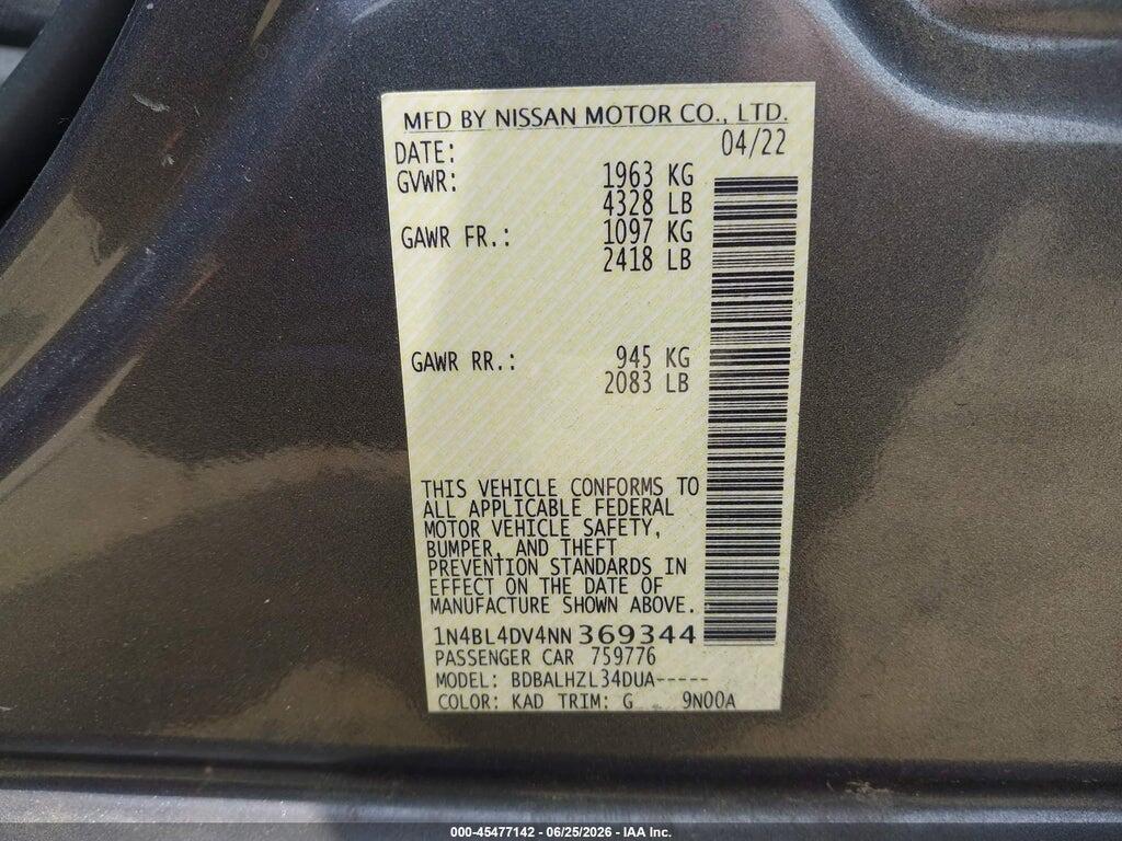 1N4BL4DV4NN369344 2022 NISSAN ALTIMA photo no. 9