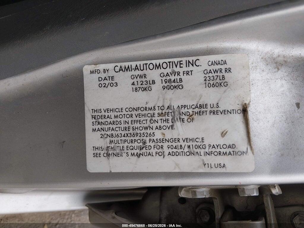 2CNBJ634X36935265 2003 CHEVROLET TRACKER photo no. 9