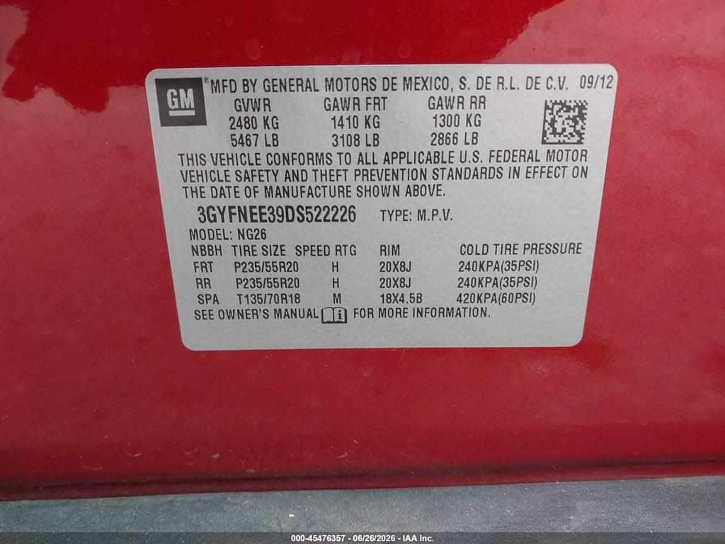 3GYFNEE39DS522226 2013 CADILLAC SRX photo no. 9