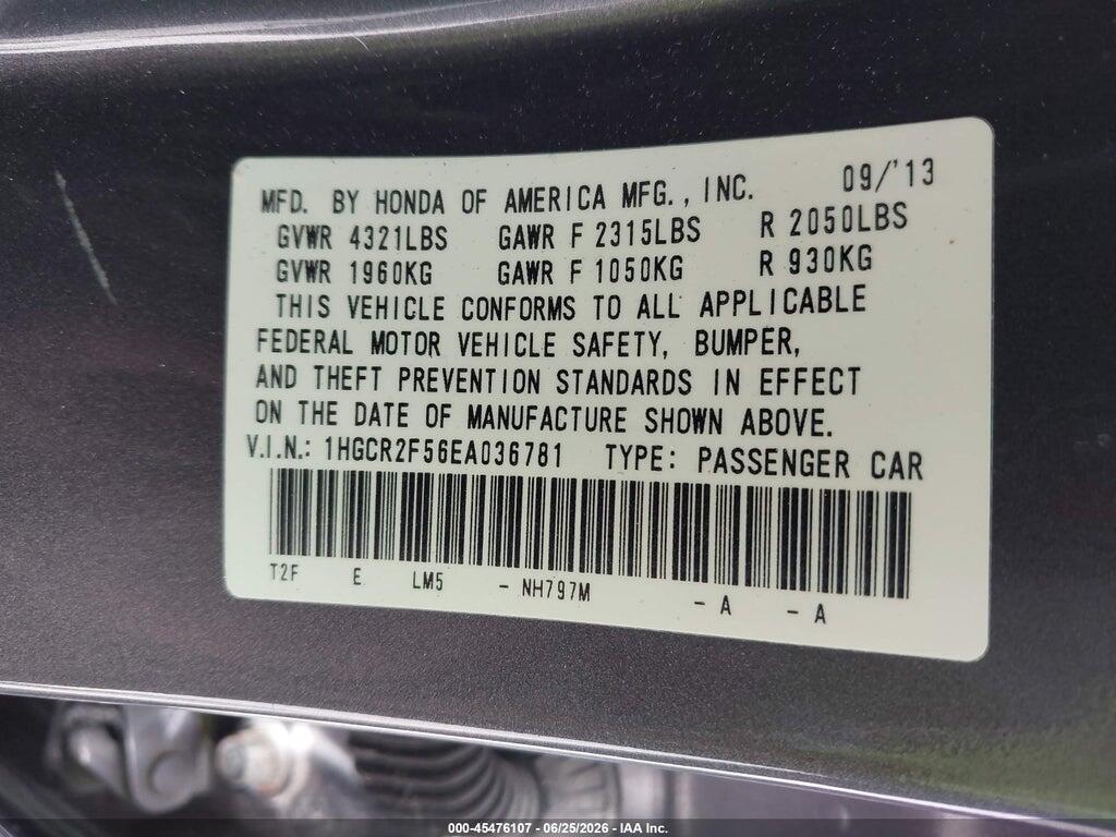 1HGCR2F56EA036781 2014 HONDA ACCORD photo no. 9