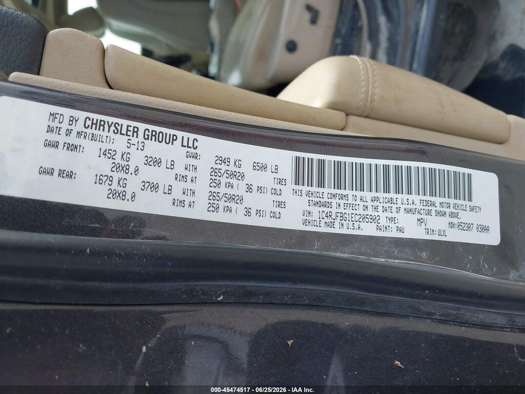 1C4RJFBG1EC205902 2014 JEEP GRAND CHEROKEE photo no. 9