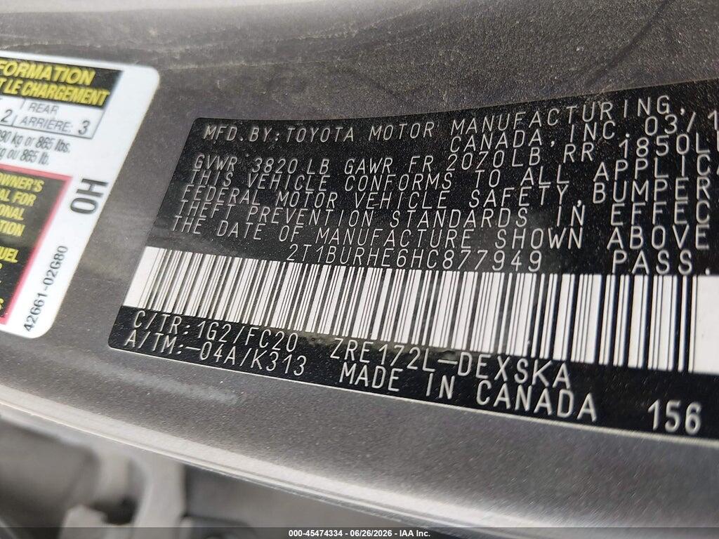 2T1BURHE6HC877949 2017 TOYOTA COROLLA photo no. 9