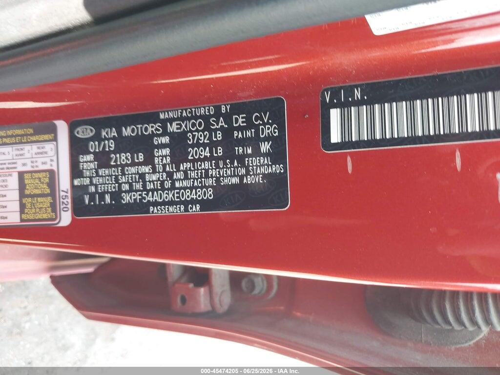 3KPF54AD6KE084808 2019 KIA FORTE photo no. 9