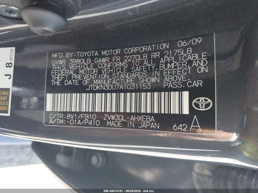 JTDKN3DU7A1031153 2010 TOYOTA PRIUS photo no. 9