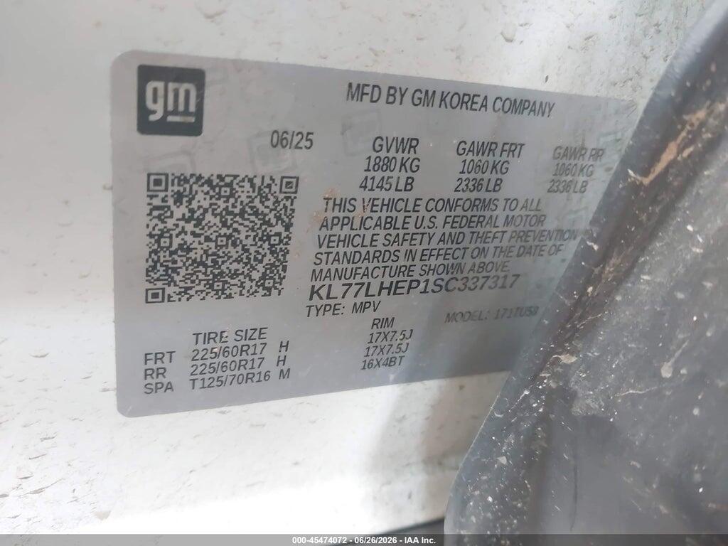 KL77LHEP1SC337317 2025 CHEVROLET TRAX photo no. 9