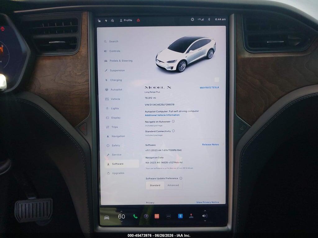 5YJXCAE25LF286018 2020 TESLA MODEL X photo no. 7