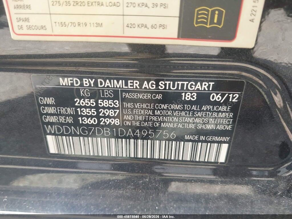 WDDNG7DB1DA495756 2013 MERCEDES-BENZ S 550 photo no. 9