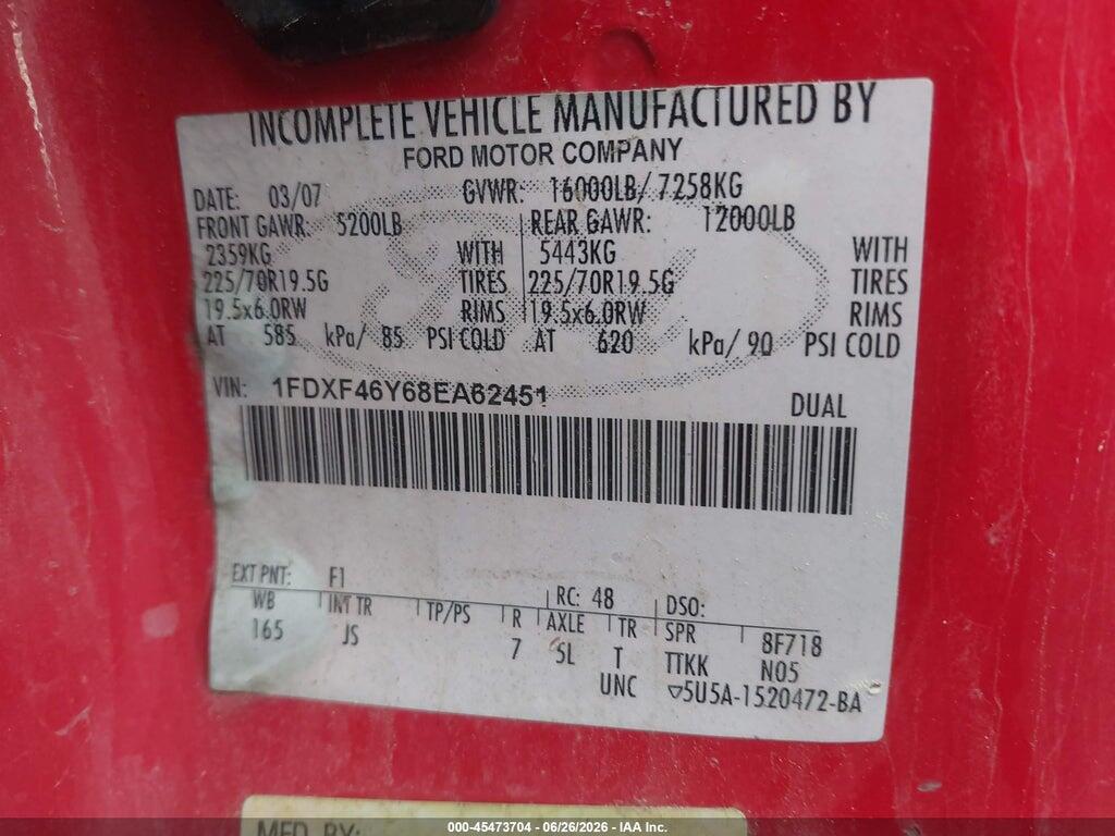 1FDXF46Y68EA62451 2008 FORD SUPER DUTY F-450 DRW photo no. 8