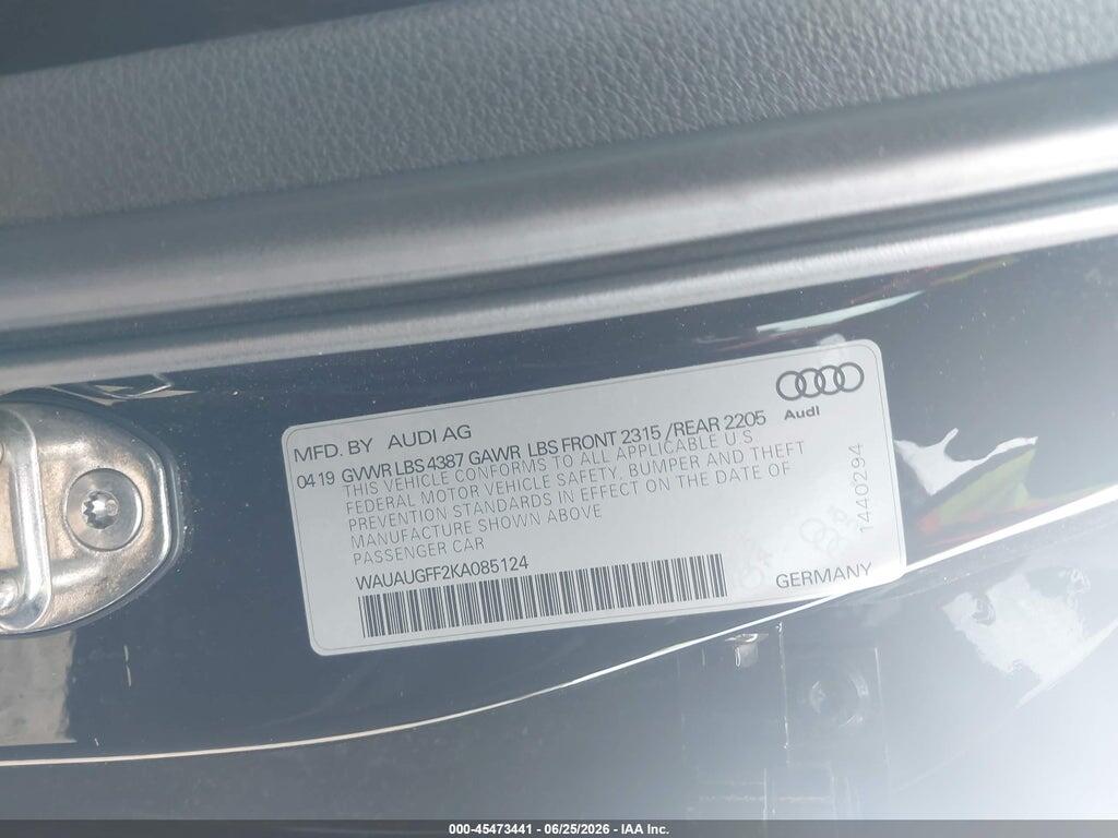 WAUAUGFF2KA085124 2019 AUDI A3 photo no. 9
