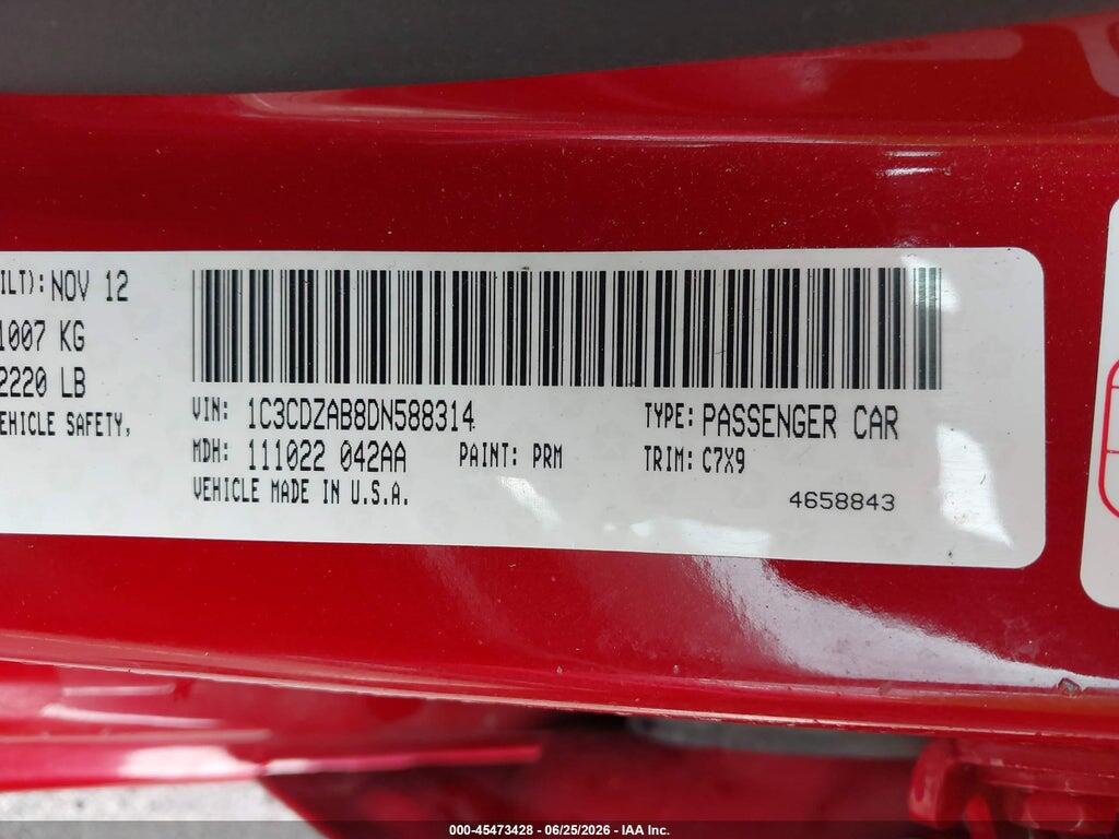 1C3CDZAB8DN588314 2013 DODGE AVENGER photo no. 9