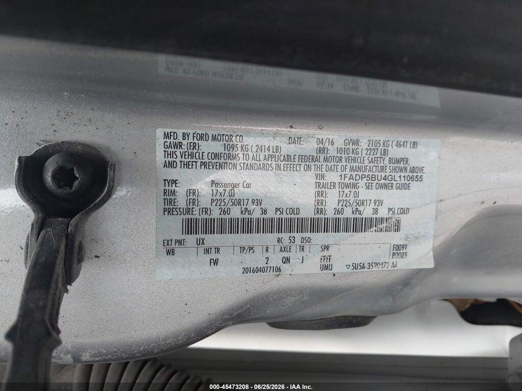 1FADP5BU4GL110655 2016 FORD C-MAX HYBRID photo no. 9