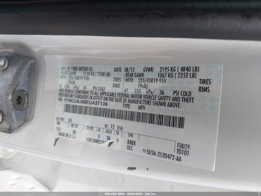 1FMCU9J98EUA57139 2014 FORD ESCAPE photo no. 9
