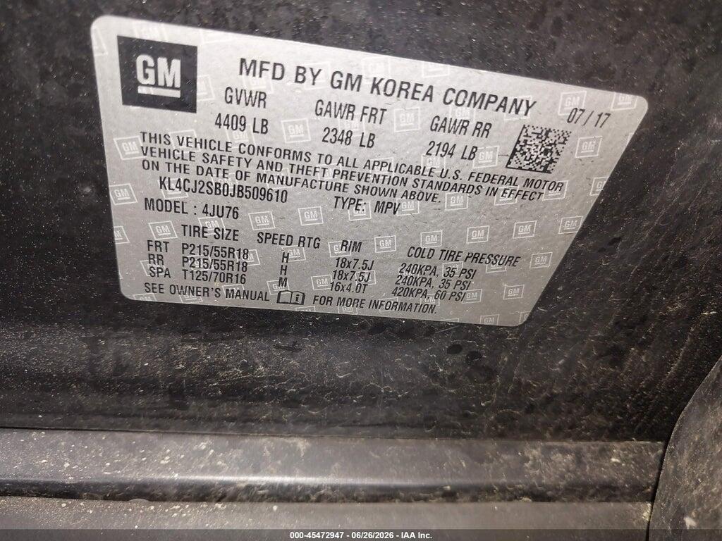 KL4CJ2SB0JB509610 2018 BUICK ENCORE photo no. 9
