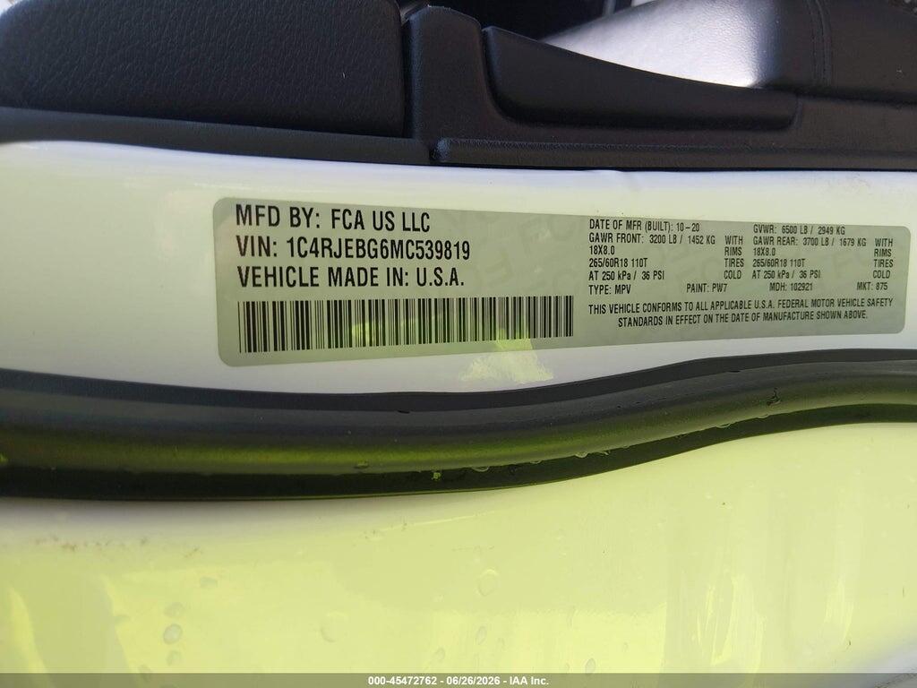 1C4RJEBG6MC539819 2021 JEEP GRAND CHEROKEE photo no. 9