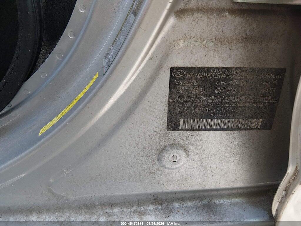 5NPD84LF2JH339722 2018 HYUNDAI ELANTRA photo no. 9