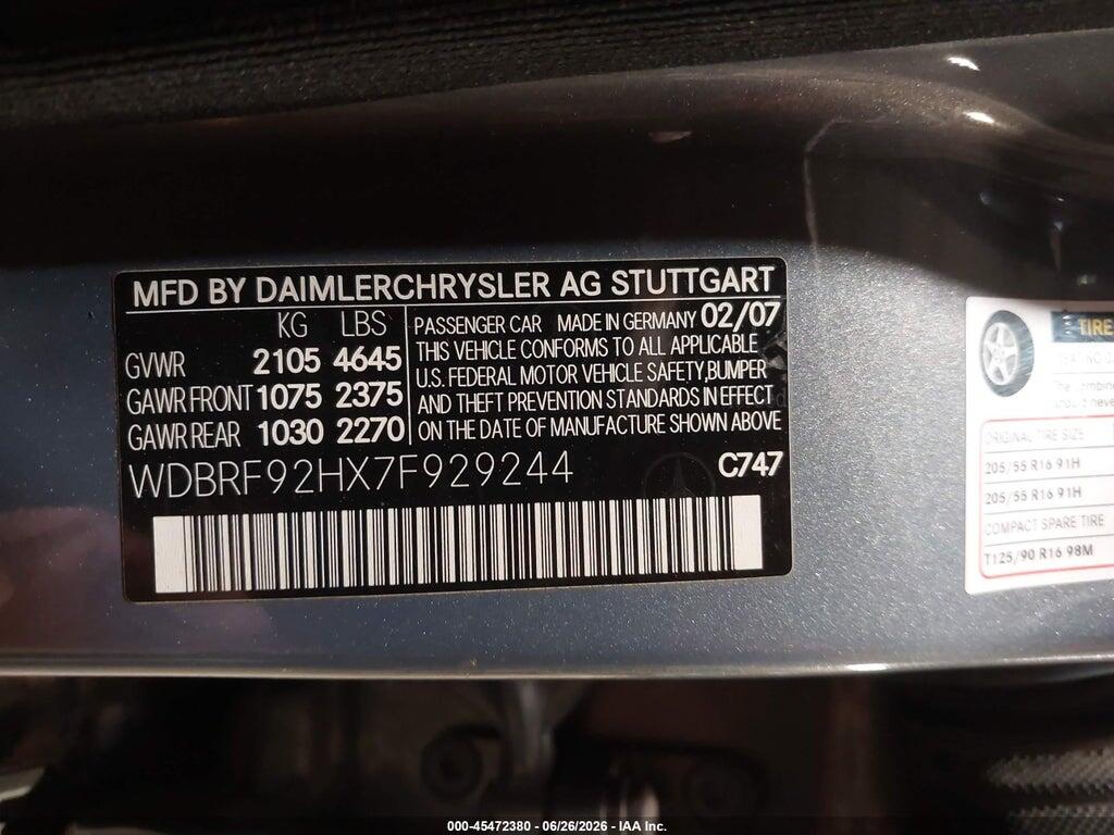 WDBRF92HX7F929244 2007 MERCEDES-BENZ C 280 photo no. 9