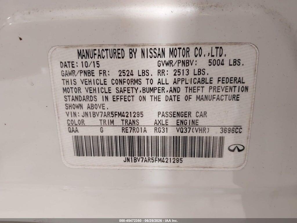 JN1BV7AR5FM421295 2015 INFINITI Q50 photo no. 9